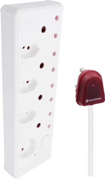 Switched 8-way High Surge Multiplug 0.5m - White 8  Socket Extension Boards
