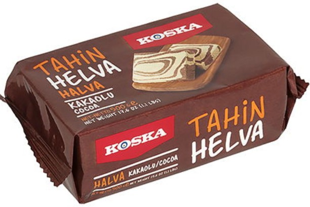 Koska Turkish Tahini Halva with Cocoa – Traditional Middle Eastern Sesame Sweet, 500g Bag