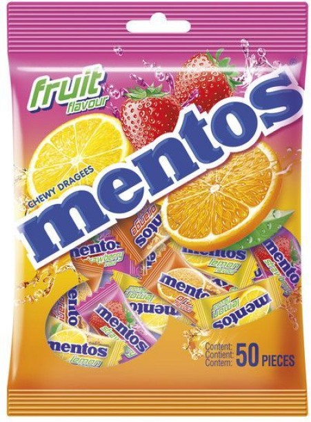 Mentos Chewy Fruit Sweets - 50 Pieces Pouch