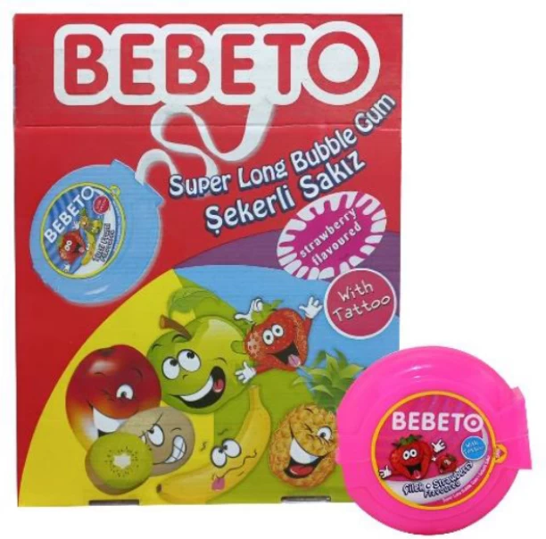 Bebeto Bebeto Super Long Bubble Gum Strawberry Box Box