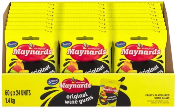 Maynards Original Wine Gums – 24 x 60g | Juicy Fruity Chewy Treats for All Ages Box