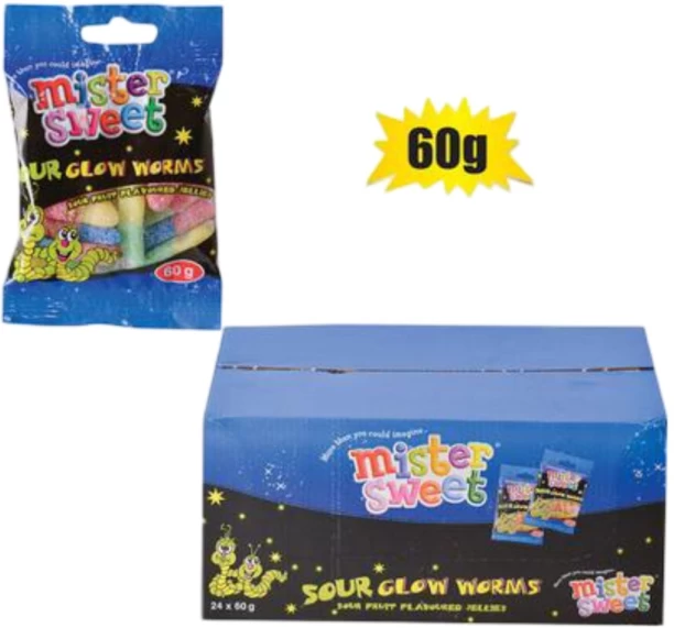 Mister Sweet Sweet gummy ms mini sourworms 60g (th) Box