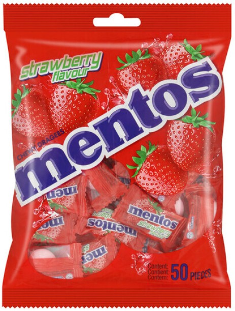 Mentos Strawberry Chewy Delights - 50 Pieces Pouch