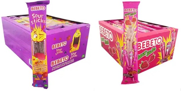 Bebeto Sour Sticks – Blackcurrant & Strawberry (48 Pack) Box