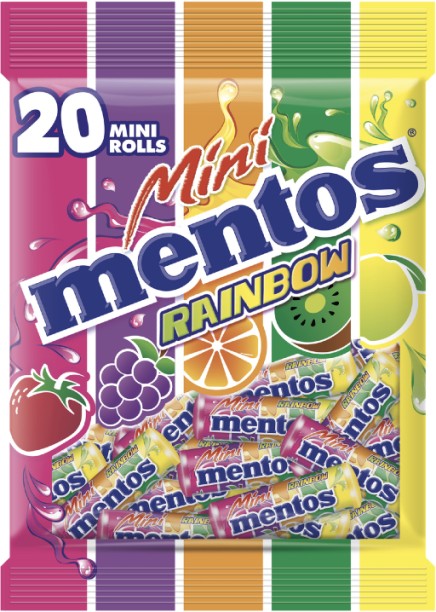 Mentos 20 Mini Rolls Mentos Rainbow Bag