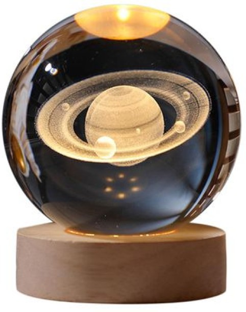DEALS ONLINE 3D Crystal Ball LED Night Lamp Decor With Base - Saturn 3D Luminous Crystal Ball LED Night Lamp Decor With Luminous Base - Saturn