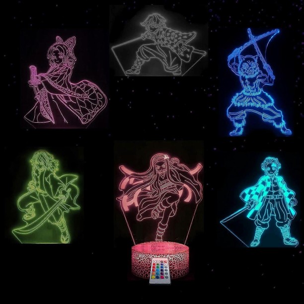 Huanix Remote Control Night Light Lamp Anime Light Night Anime Figure Acrylic Characters 3D Illusion Bedroom Lamp RGB LED Light Night Lamp