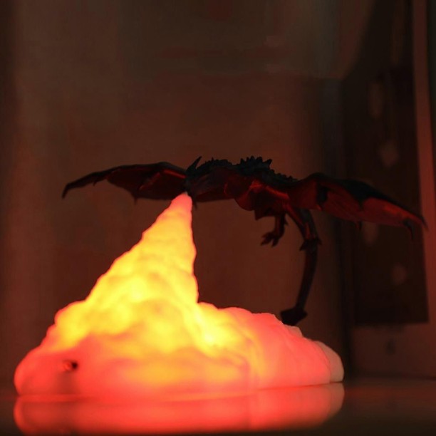Huanix Remote Control Night Light Lamp Fire Dragon Lamp Light, 3D Printed Night Light LED Bedroom Lamp RGB LED Light Night Lamp