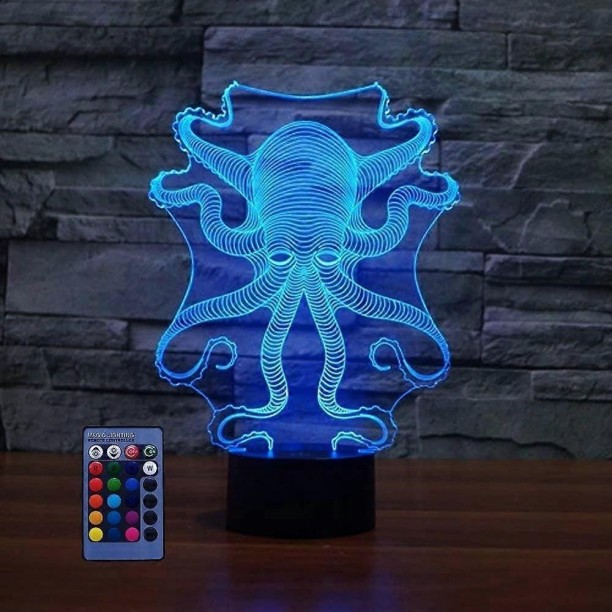 Huanix Remote Control Night Light Lamp 3D Octopus Night Light USB Powered Remote Control Touch Bedroom Lamp RGB LED Light Night Lamp