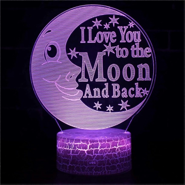 MAX 3D Illusion Lamp Moon I 3D Table Lamp Children Kids Birthday Gift Creative Light Gift Stereo Vis Night Lamp