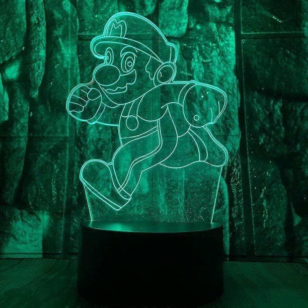 Huanix Remote Control Night Light Lamp Cartoon Super Running Mario Bros Action Figure 3D LED Bedroom Lamp RGB LED Light Night Lamp