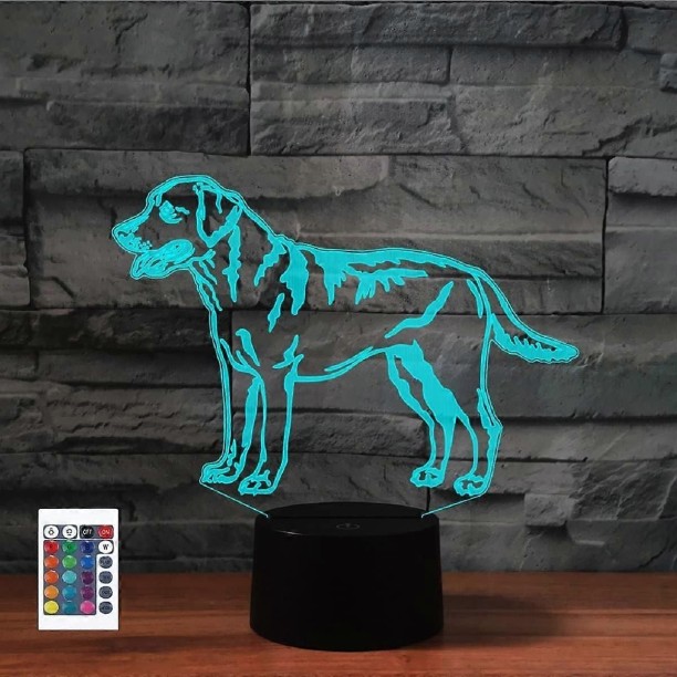 Huanix Remote Control 3D Golden Dog Remote Control 16 Color Night Lights Bedroom Decor Nightstand Lamp Night Lamp