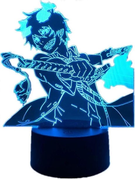 MAX Anime 3D Night Light Manga Blue Exorcist Okumura Rin LED Illusion Lamp 7/16 Color Touch with Rem Night Lamp