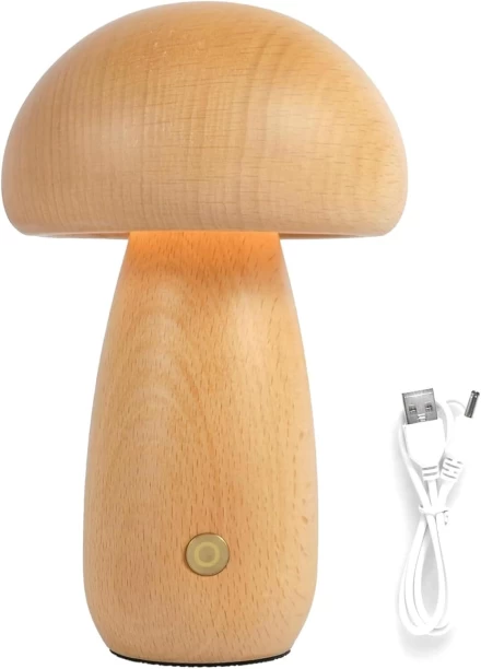 Auro Rechargeable Mushroom Lamp: Eye-Friendly LED Night Light for Kids & Adults Table
