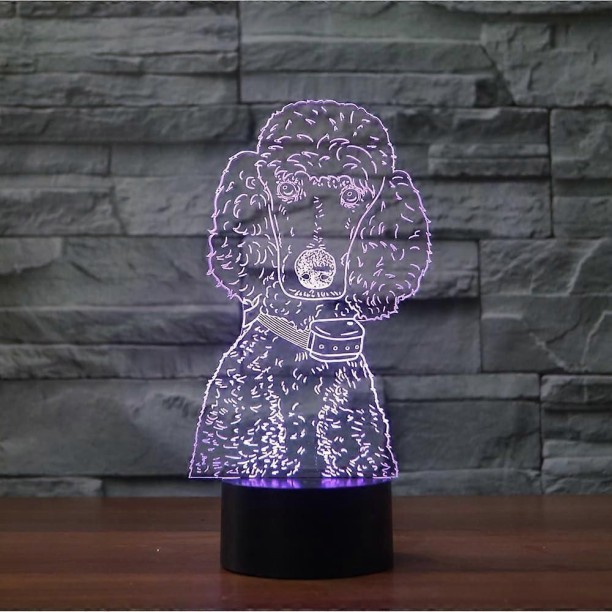 Huanix Remote Control Night Light Lamp Poodle Dog Lamp 16 Colors Change Colorful 3D Bedroom Lamp RGB LED Light Night Lamp