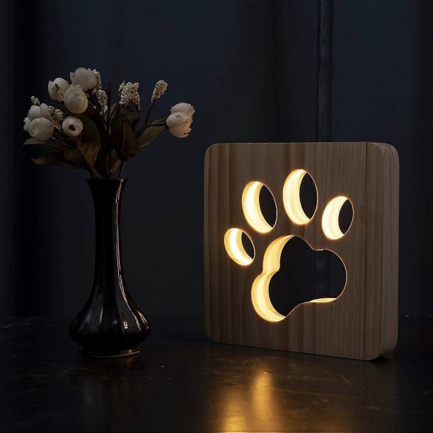MAX LED Night Light Dog Paw Wood Table Lamp 3D Creative Desk Lamp USB Power Light Bedroom Decoration for Night Lamp