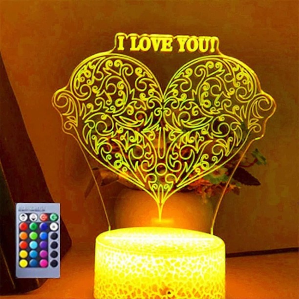 MAX 3D Liebe Herz Nachtlicht Led Decor Tisch Schreibtisch Optische Täuschung Lampen 16 Farbe Wechselnden Lichter LED T Night Lamp
