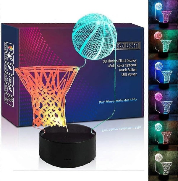 MAX Basketballkorb Lampe Fernbedienung LED 3D Illusion USB Nachtlicht Schule Geschenk Geburtstagsgeschenk für Night Lamp