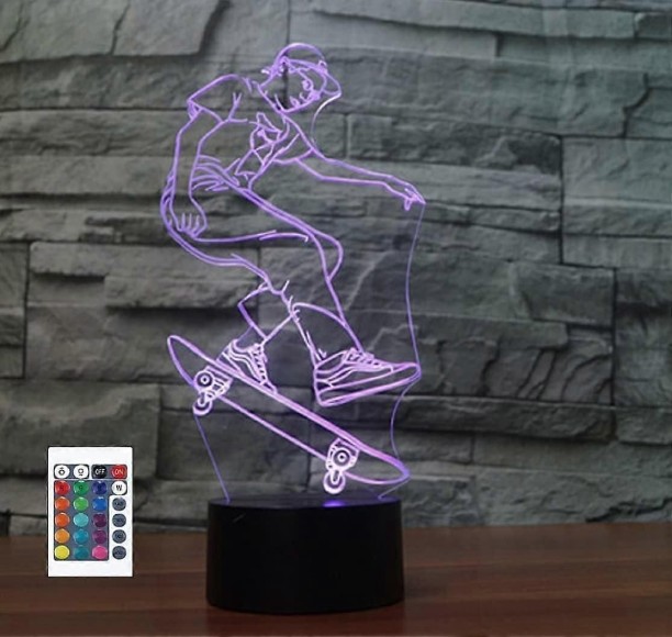 MAX 3D Skater Boy Fernbedienung 16 Farbe Nacht Lichter Illusion Acryl LED Tisch Nacht Lampe Kinder Night Lamp