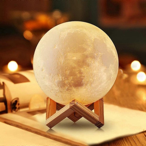 MAX Moon Lamp LED Lighting 3D Printed 16 Colors Moon Light 18cm with Remote & Touch Control, Adjustable Night Lamp
