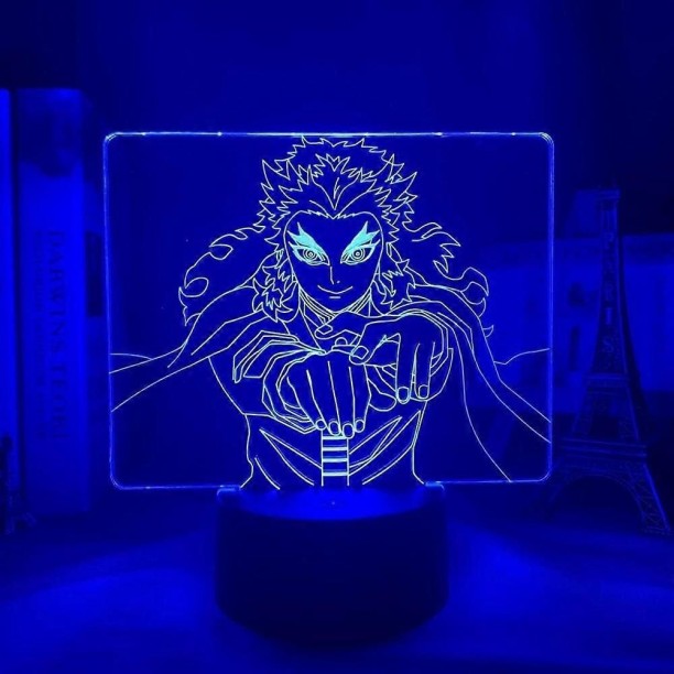 MAX Anime Demon Slayer Kyoujurou Rengoku Lampe Coole 3D-Illusion Nachtlampe Home Room Decor Acryl LED Li Night Lamp