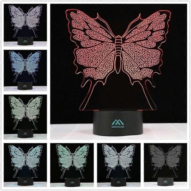 Huanix Remote Control Night Light Lamp 3D Night Light 7 Color Butterfly for Room Decorative Bedroom Lamp RGB LED Light Night Lamp