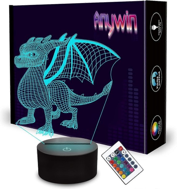 MAX Dragon Night Light ,Dragon Gifts, Dragon 3D Night Light for Kids with Remote Control & 16 Colors Ch Night Lamp