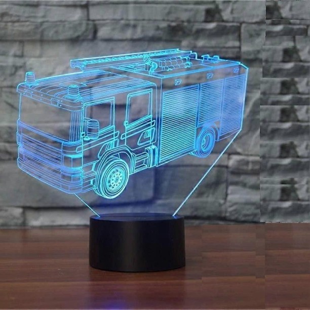 Huanix Remote Control Night Light Lamp 3D Fire Fighting Truck Night Light 7 Color Change Bedroom Lamp RGB LED Light Night Lamp