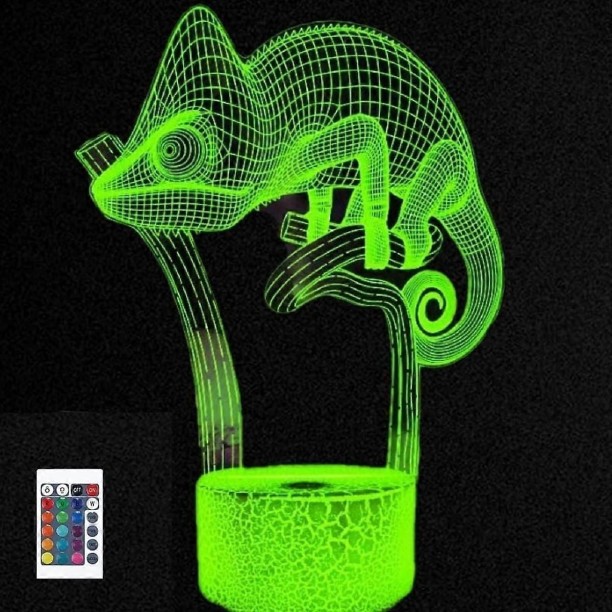 MAX 3D Chamäleon Fernbedienung 16 Farbe Nachtlichter Illusion Acryl LED Tisch Nachttischlampe Kinder B Night Lamp