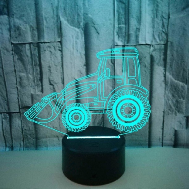 MAX Bulldozer Night Light 3D Illusion LED Lamp Remote Control Touch Christmas for Boys Kids T Night Lamp