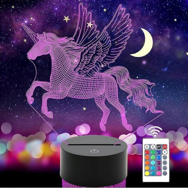 Huanix Remote Control Night Light Lamp Unicorn Night Light - 3D Night Lamp with Remote Bedroom Lamp RGB LED Light Night Lamp