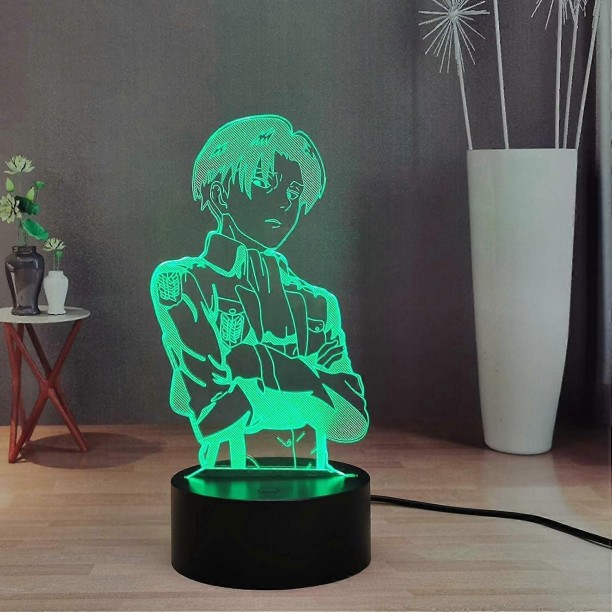 MAX Levi Lamp, Rivaille Rival Manga Figures LED Night Light, Anime 16 Colors Bedside Lamp,Hanji Zoe USB Night Lamp