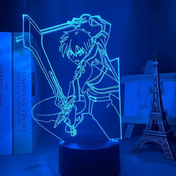 MAX CLYARTPS3d Led Night Lamp Anime Sword Art Online Kirito Figure for Bedroom Decor Nightlight Birthday Night Lamp