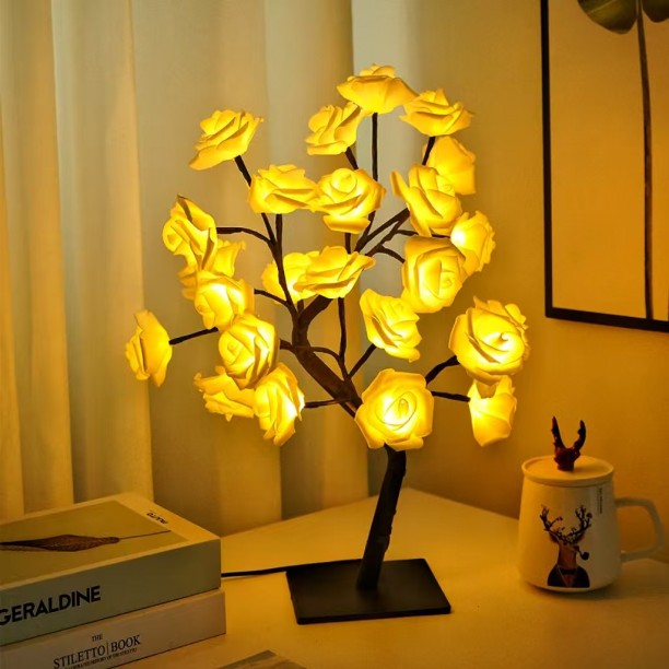 LC LED Red Rose Tree Night Light – Fairy Flower Table Lamp Table Lamp