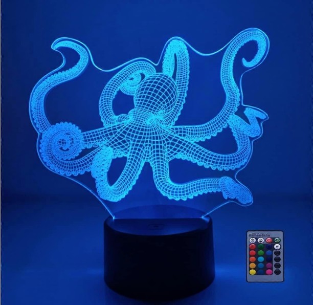 MAX Tier-Tintenfisch-Spielzeug, 3D-Illusion, Nachtlicht, Smart-Touch-Lampe, kreative RGB-LED, Weihnachten, Geburtstag, Dezember Night Lamp