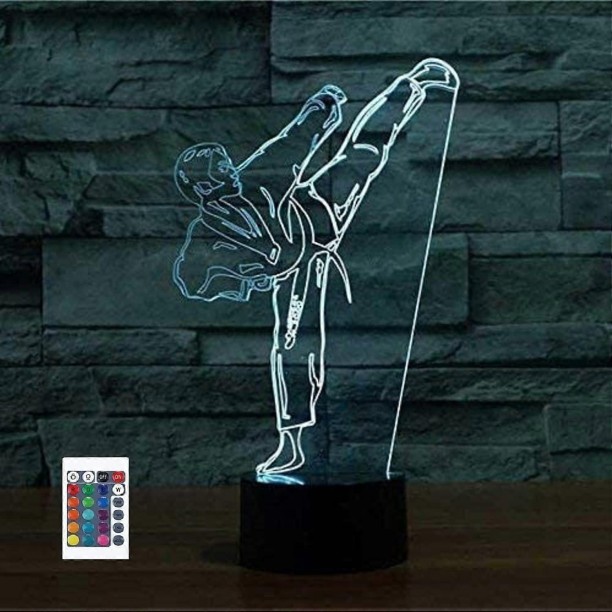 Huanix Remote Control Night Light Lamp 3D Taekwondo Remote Control 16 Color Night Lights Illusion Bedroom Lamp RGB LED Light Night Lamp