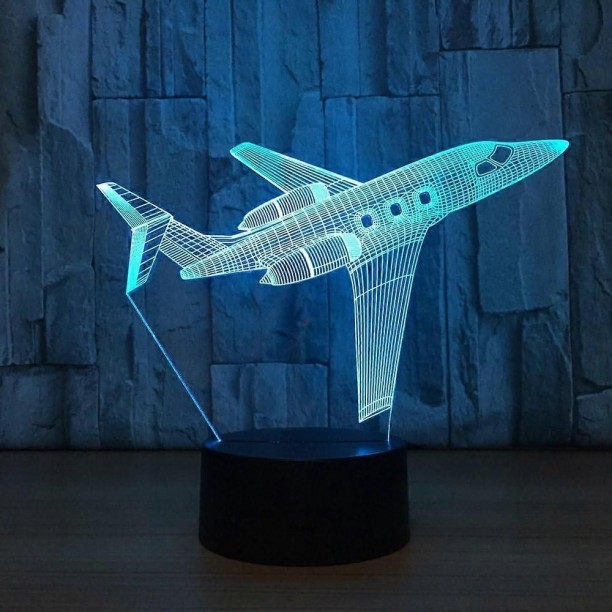 Huanix Remote Control Night Light Lamp 3D Visual Airplane Night Light Aircraft LED Desk Lamp Bedroom Lamp RGB LED Light Night Lamp