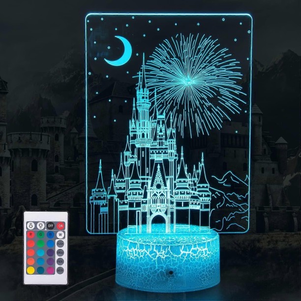 MAX Creative 3D Illusion lamp Castle Night Light with Remote & Smart Touch 7 Colors + 16 Colors Changing Night Lamp