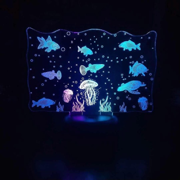 MAX Fish 3D Night Light - 3D Optical Illusion Lamp Mix Colors Changing with Remote Control LED Light Col Night Lamp