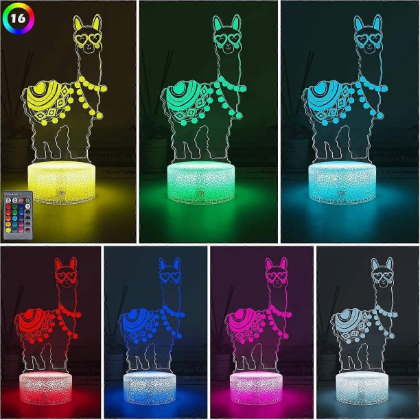 MAX Llama 3D Night Light with 16 Colors Changing, USB Powered Alpaca Illusion Table Lamp with Touch Swit Night Lamp