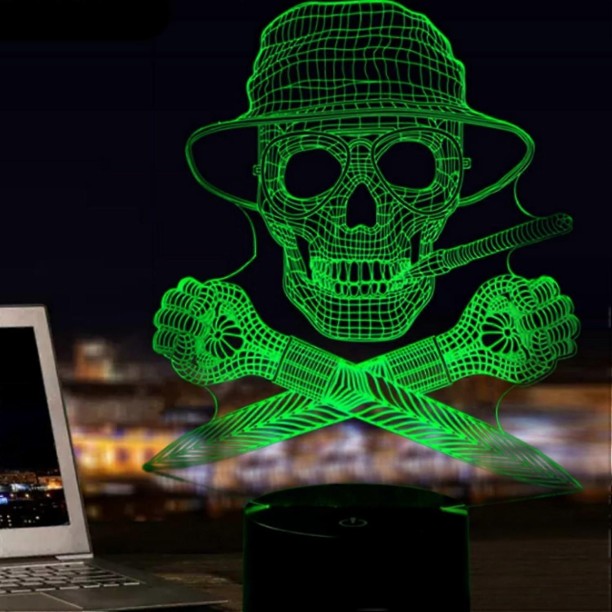 Huanix Remote Control Night Light Lamp 3D Skull Night Light Touch Switch Table Desk Optical Bedroom Lamp RGB LED Light Night Lamp