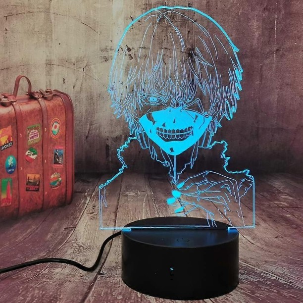 MAX Japan Anime Figure Ken Kaneki 3D LED Optical Illusion Lamp for Bedroom Decor Night Light Colorful Ch Night Lamp