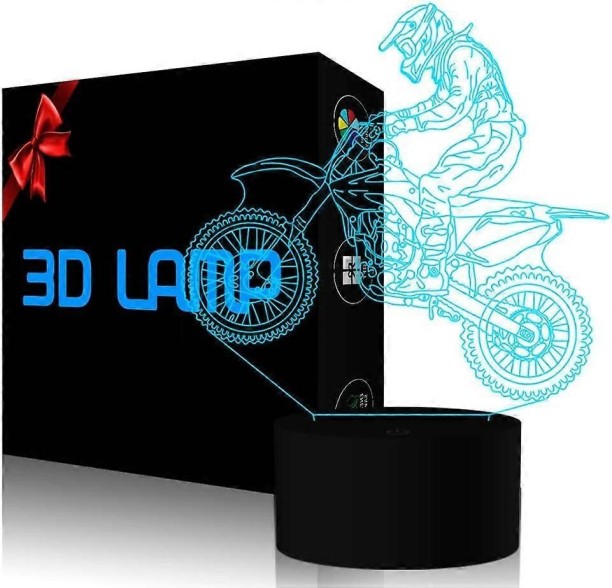 MAX Motocross 3D Lamp, LED Illusion Motorcycle Night Light for Kids Room Decor USB 7 Color Changing Toys Night Lamp