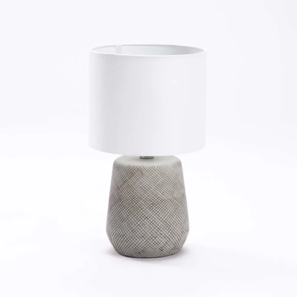Lena LAMP TABLE-CROSSED CERAMIC BASE-CREAM FABRIC SHADE Table Lamp
