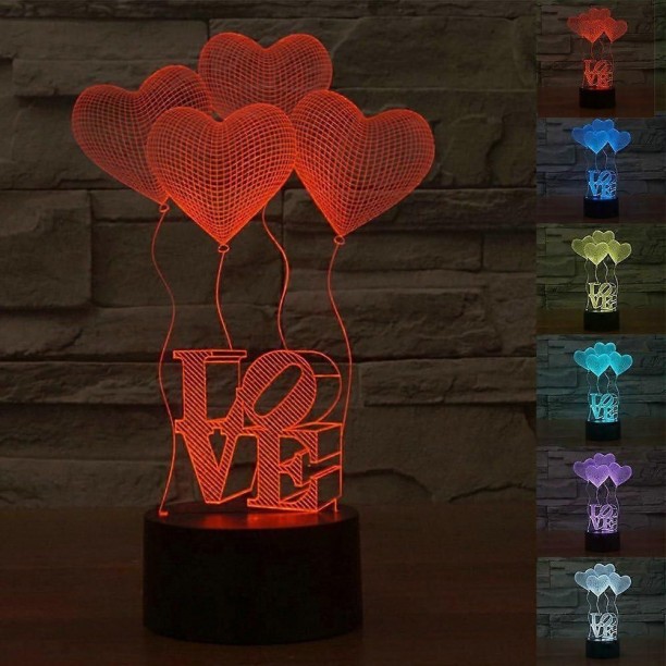 Huanix Remote Control Night Light Lamp New Lovely Cute 3D Four Love Heart Night Light Bedroom Lamp RGB LED Light Night Lamp