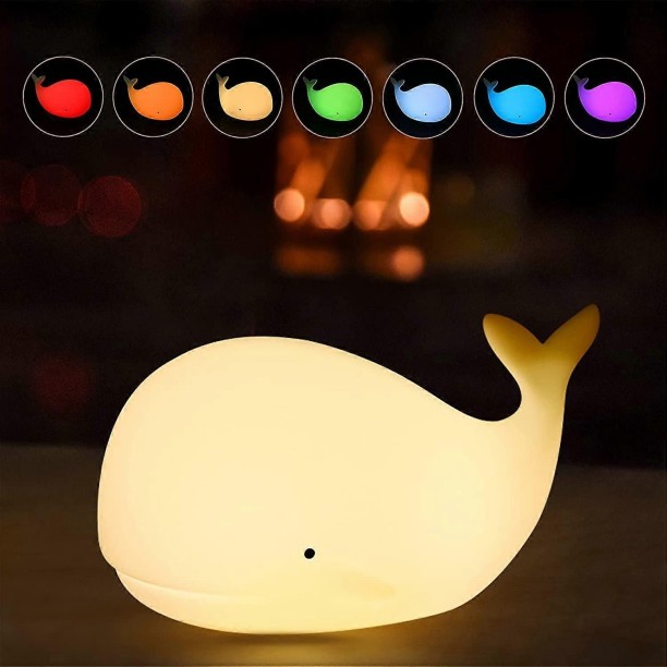 MAX Whale Night Light for Kids, Cute Nursery Color Changing Whale Light with Tap Control, Rechargeable P Night Lamp