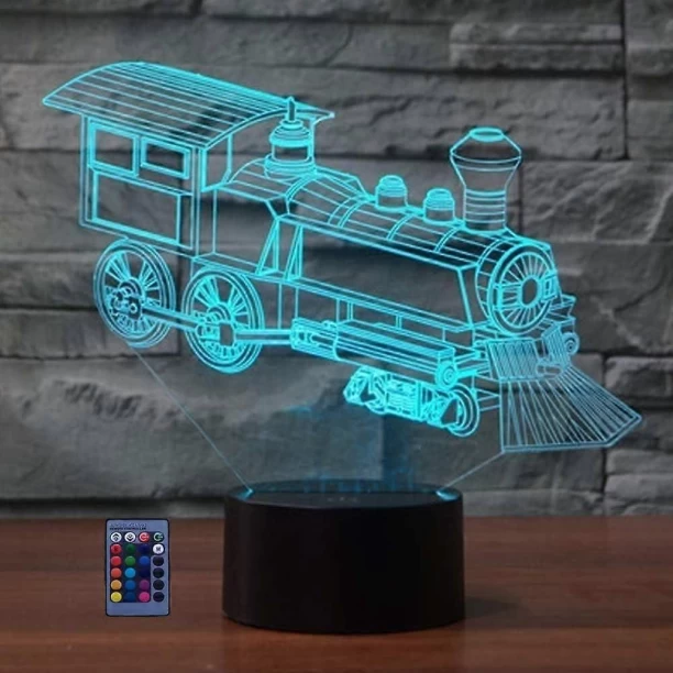 MAX Creative 3D Train Night Light USB Powered Touch Switch Remote Control LED Decor 3D Lamp 7/16 Colors Night Lamp