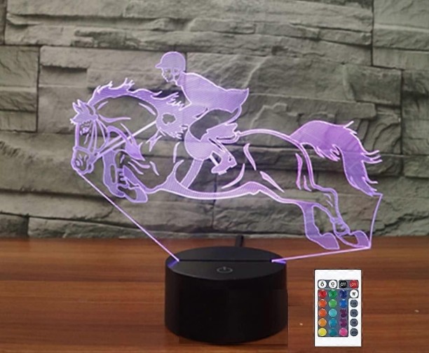 MAX 3D Reiten Fernbedienung 16 Farbe Nacht Lichter Illusion Acryl LED Tisch Nacht Lampe Chi Night Lamp