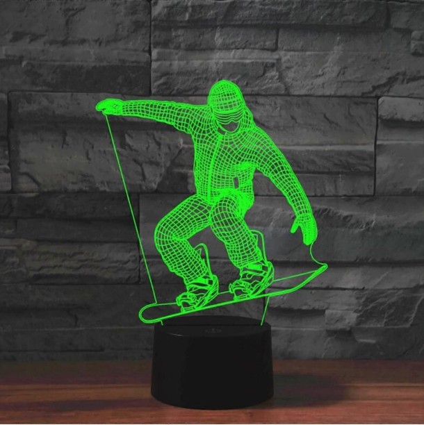MAX 3D Skiing Night Light led Lamp Illusion 7 Color Changing Touch Switch Table Desk Decoration Lamp Night Lamp