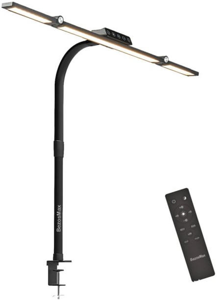 BezosMax LED Desk Lamp for Office Home, Eye-Care Architect Light with Clamp, 24W Ultra-Bright Desk Light, Architect Desk Light with Remote, Adjustable Flexible Gooseneck Desk Lamp